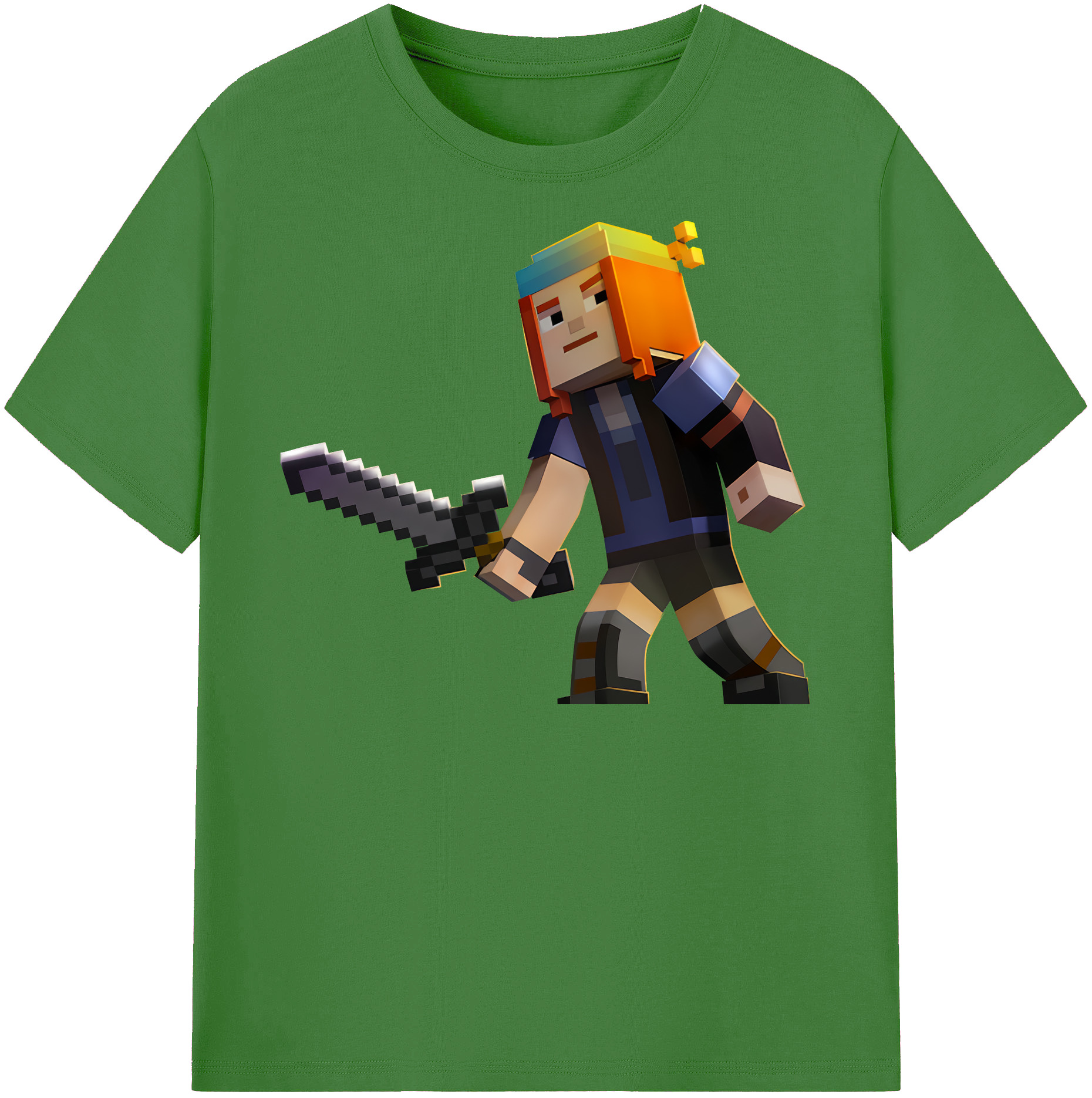 （画像用） マインクラフト ブロックの世界 Minecraft MC Block world レディースカジュアルプリントTシャツ（綿100％）